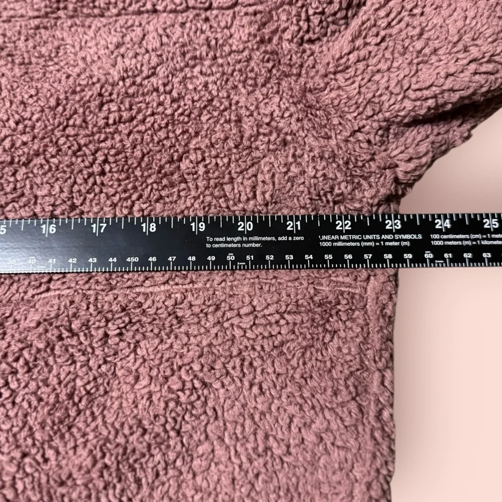 PINK Victoria’s Secret Sherpa Quarter Zip Pullover Sweatshirt Mauve Cozy Fleece - Picture 9 of 11